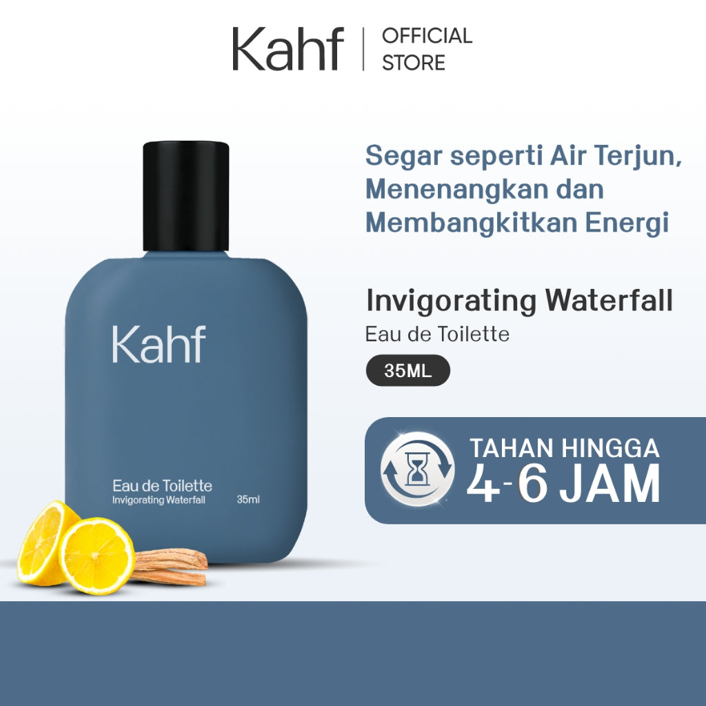 Kahf Invigorating Waterfall Eau De Toilette 35 ml Long-Lasting Fragrance (EDT) - Perfume Scent Inspired by Nature (Marine, Watery. Floral, Dry Amber)  - Wangi Tahan Lama - Masculine Scent 香水