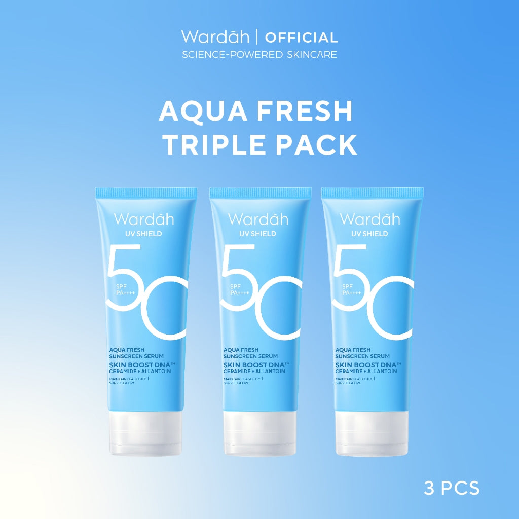 [TRIPLE PACK] Wardah UV Shield Sunscreen SPF 35 SPF 50 Airy Smooth Essential Gel Acne Calming Aqua Fresh Tone Up Physical - Skincare