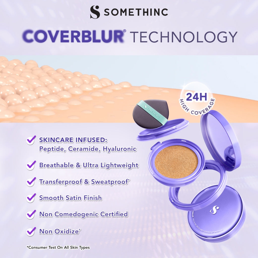SOMETHINC [2 PCS] CoverBlur Pro Filter Breathable Cushion SPF 40 PA++++ x Checkmatte Transferproof Lipstick - Lipstick Batang Transferproof