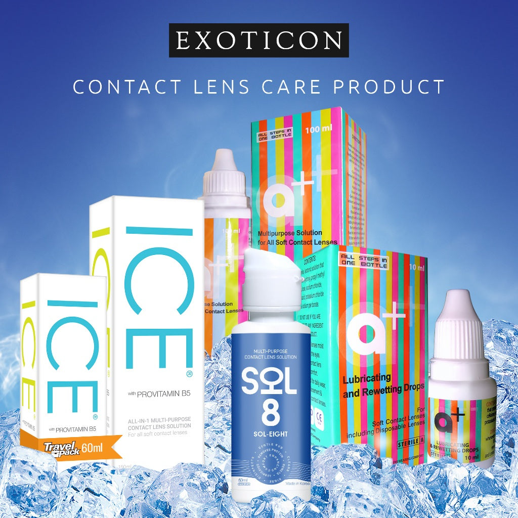 Exoticon Solution - Cairan Pembersih Softlens ukuran 60 ml, 100 ml, 150 ml | Tetes Mata A+ 10ml