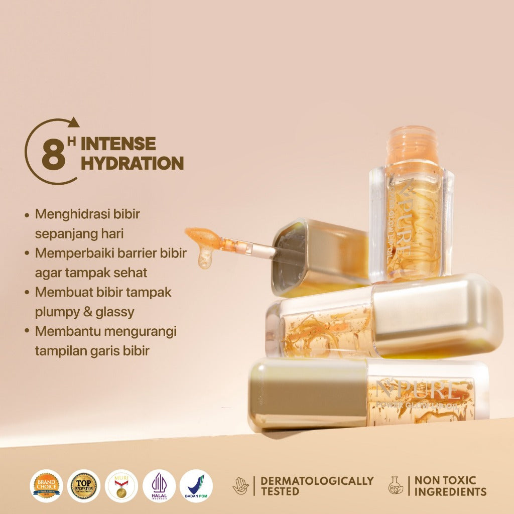 ROSE PINK - NPURE Power Glow Lip Oil/ Lip Gloss / Lip Base / Lip Topper / Pelembab Bibir