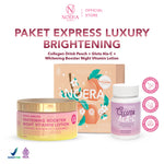 Noera Paket Express Luxury Brightening | Gluta ALA-C, Collagen Drink Improved Formula, & Whitening Booster Night Vitamin Lotion