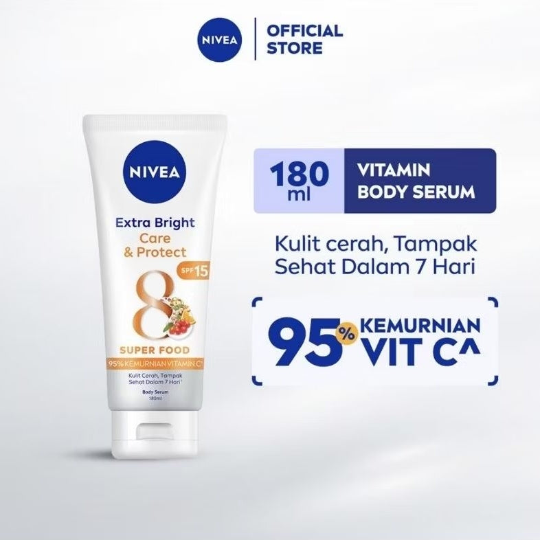 Nivea Extra Bright Serum Pelembap Tubuh SPF 15 Care & Protect Tube 180 ml