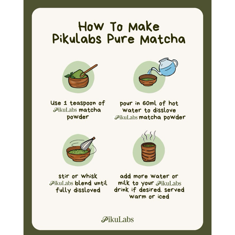 OFFICIAL STORE - PikuLabs Pure Matcha Powder 100gr | 100% Pure, No Additives