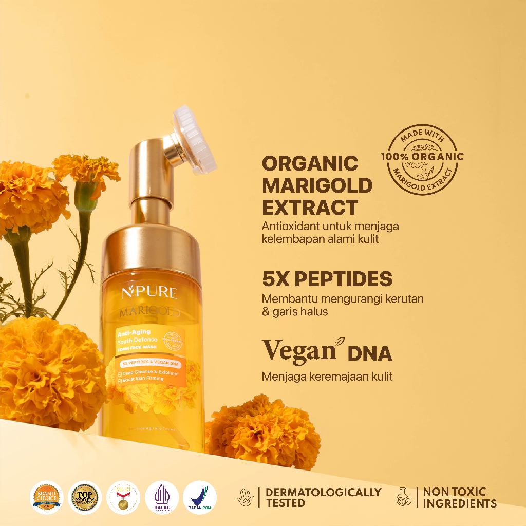 NPURE Facial Wash Marigold/ Deep-Cleanse / Anti Aging Facial Wash / Sabun Wajah Natural