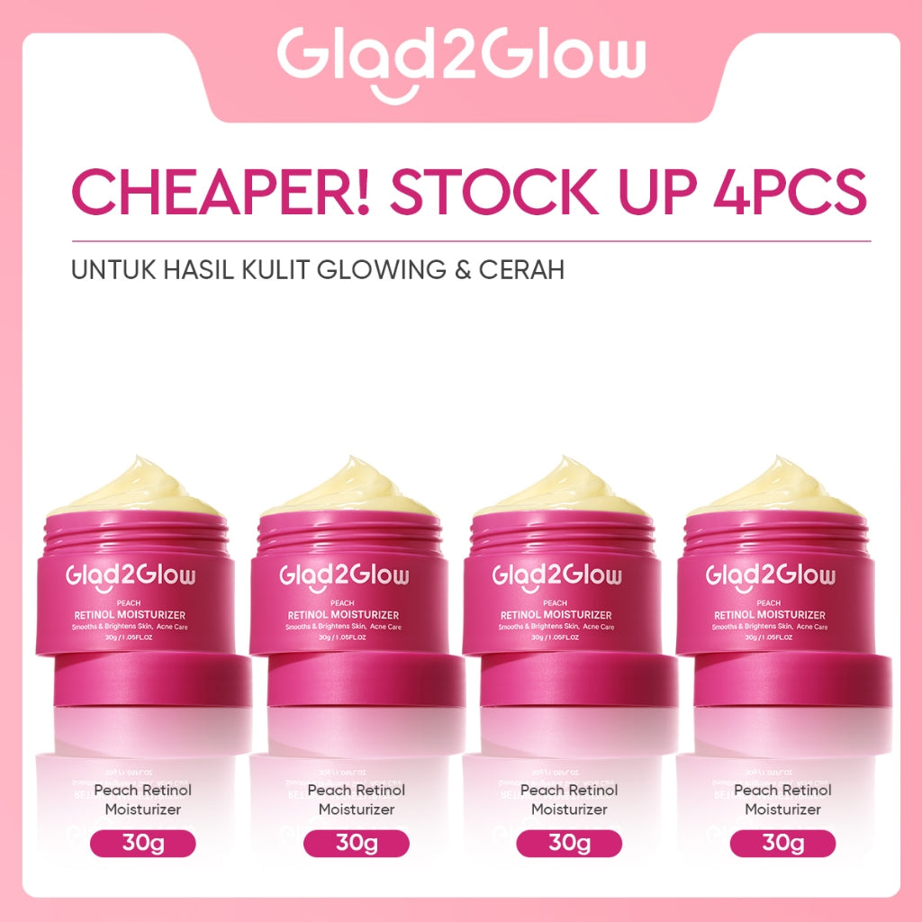 [Tasyafarasya Approved]Glad2Glow Peach Retinol Moisturizer Pelembab Anti Penuaan Penghalang Kulit Mencerahkan Flek Hitam Mengurangi kerutan mencerahkan warna kulit menghaluskan kulit mengecilkan pori-pori membesar dan melembabkan g2glow official store