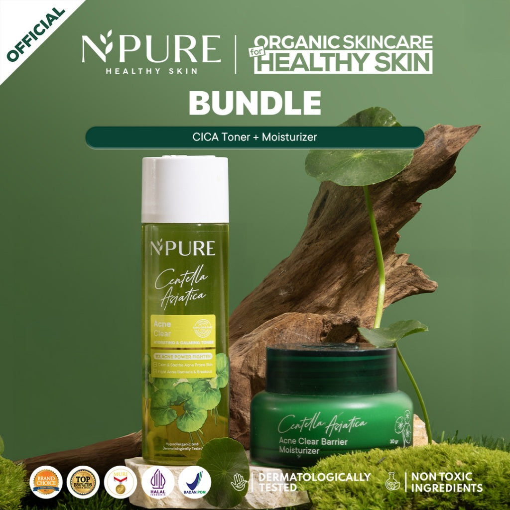 2PCS TONER MOIST - NPURE Acne Face Toner Centella Asiatica 150ml + Acne Clear Barrier Moisturizer Wajah Berjerawat
