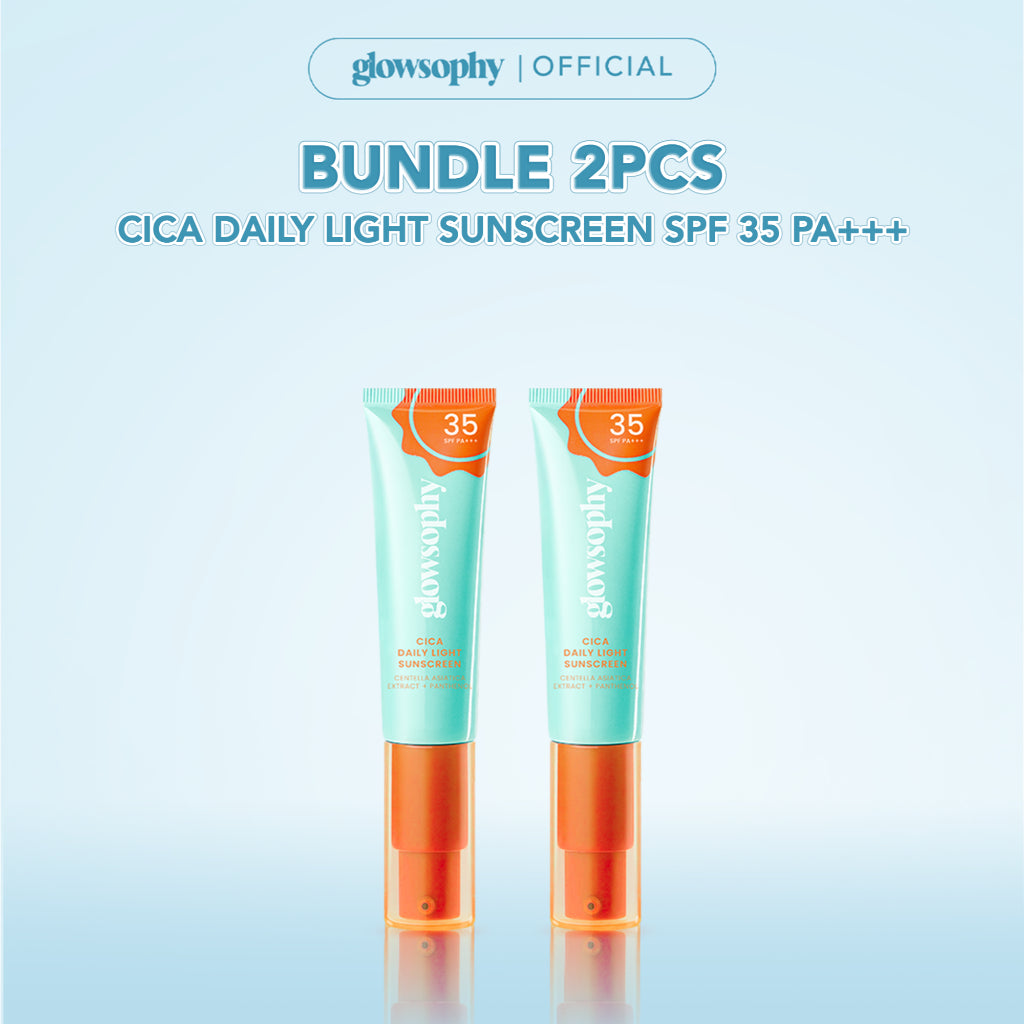 Glowsophy Cica Daily Light Sunscreen SPF 35 PA+++ Light & Soothing Sunblock Wajah Pelembab Skin Membantu Menenangkan Kulit Berjerawat Sunscreen Skin Barrier Protection Chemical Melindungi Kulit Dari Sinar UV UVA UVB Ringan Tidak Lengket Mudah Meresap