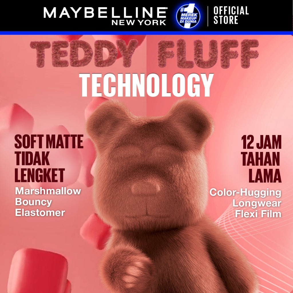 MAYBELLINE OFFICIAL Superstay Teddy Tint 5 mL - Teddy Soft Matte Tahan 12 Jam Lipstick Lipcream Lipstik Perfect Lip Tint