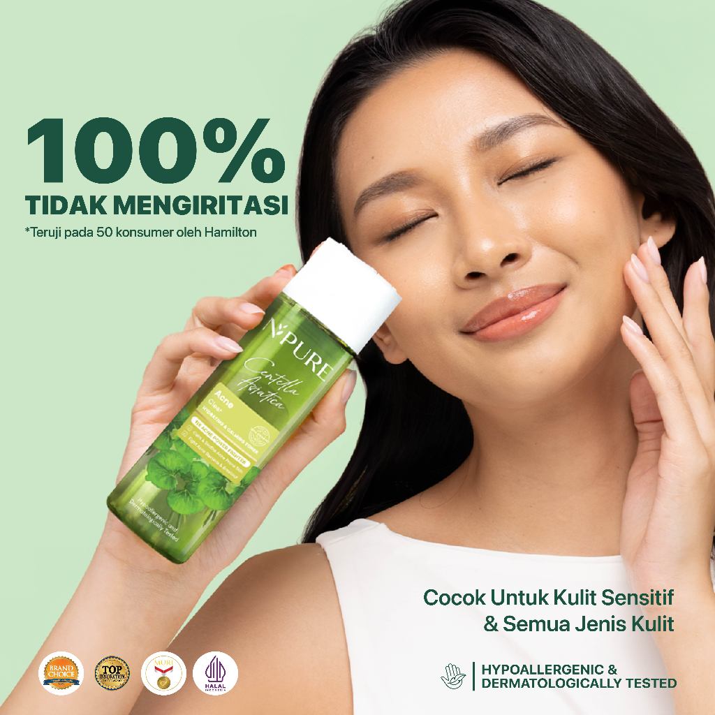 NPURE Cica Hydrating Acne Toner 30ml / Acne Toner / Toner Kulit Jerawat Berminyak - Travel Size Acid Berjerawat Hydrating Mencerahkan Wajah Kotoran