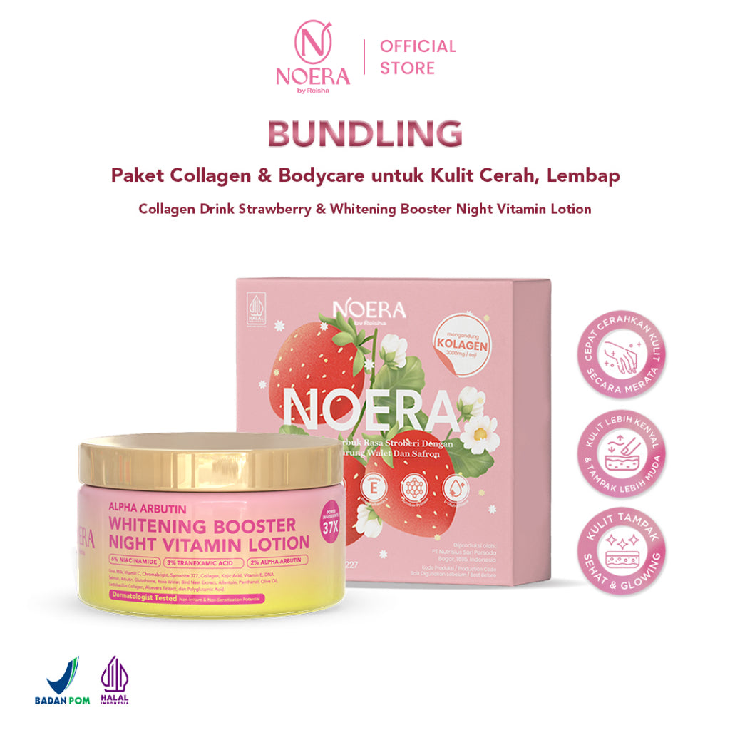 Noera Bundling Collagen Drink Improved Formula & Whitening Booster Night Vitamin Lotion