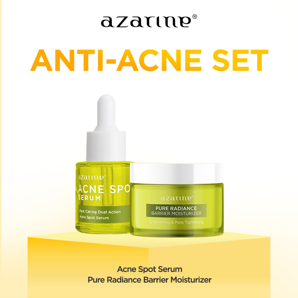 Azarine 2 Pcs Paket Barrier Moisturizer Series with Serum Anti Acne Pelembab Wajah Instant Moist Mencerahkan Kulit Kusam Berjerawat Sensitif 30g