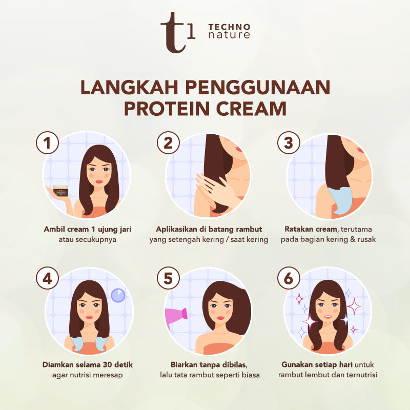 Makarizo T1 Techno Nature Protein Cream 50mL - Moisturizer / Vitamin Rambut