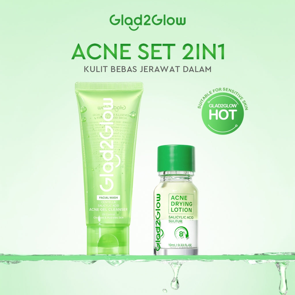 GLAD2GLOW Acne Drying Lotion Mengeringkan Jerawat 8 Jam Dengan Sulfur BHA & Bahan Alami Instant Acne Care Acne Gel Patch Spot Jerawat Serum Moisturizer Acne Skincare Wajah face wash facial Salicylic Acid Niacinamide g2glow official store
