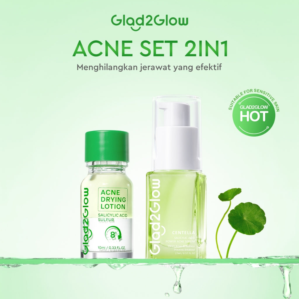 GLAD2GLOW Acne Drying Lotion Mengeringkan Jerawat 8 Jam Dengan Sulfur BHA & Bahan Alami Instant Acne Care Acne Gel Patch Spot Jerawat Serum Moisturizer Acne Skincare Wajah face wash facial Salicylic Acid Niacinamide g2glow official store