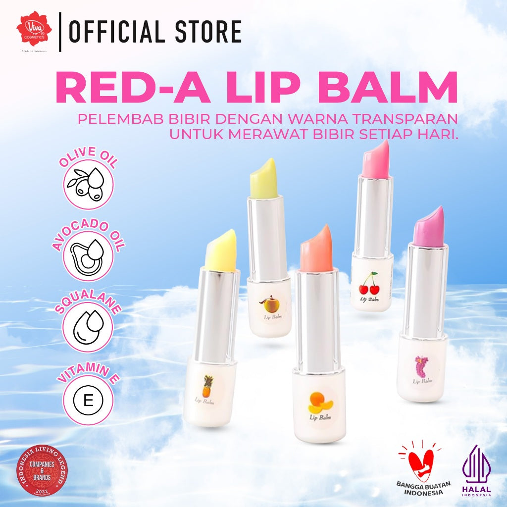 Red-A Lip Balm with VIT E, Olive, Squalane & Avocado Oil - 3gr (tersedia 5 varian)
