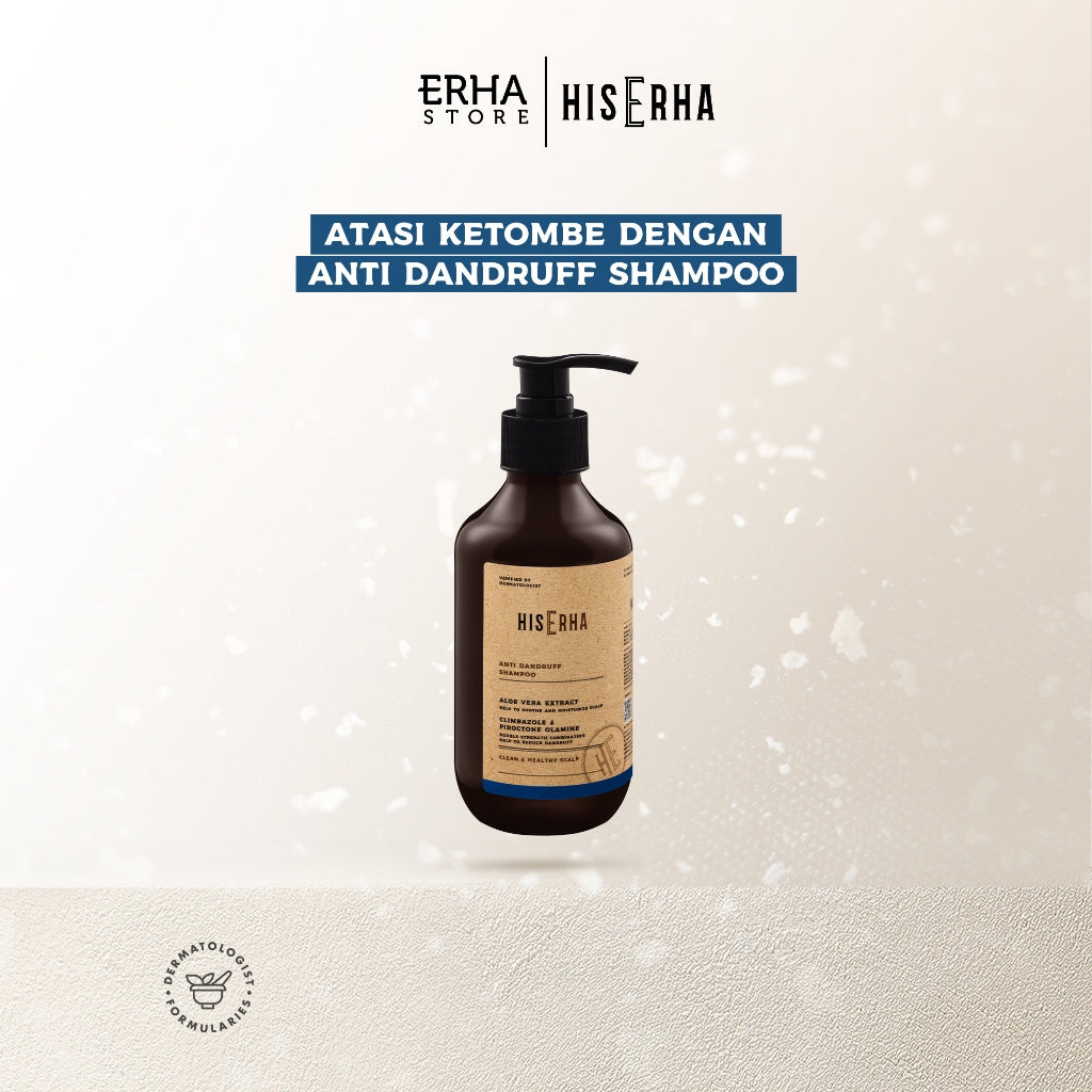 HIS ERHA Anti Dandruff Shampoo 270ml - Shampoo khusus Pria untuk Membantu Mengatasi Ketombe/Gatal, Menutrisi Rambut, dan Melembapkan Kulit Kepala, Wangi Segar Maskulin, Verified by Dermatologist, Piroctone Olamine & Climbazole, D-Panthenol, Aloe Vera