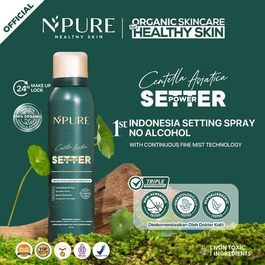 NPURE Centella Asiatica Power Setter - Setting Spray / Setting Oil control & Barrier Protection / Setting Spray cocok untuk kulit berjerawat & sensitif / spray makeup tahan lama