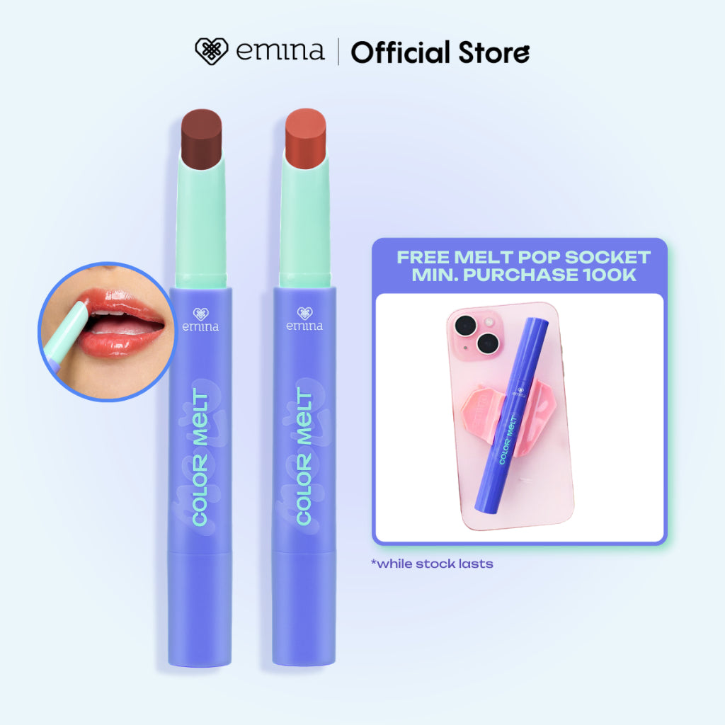 NEW! Emina Hyalupeptide Color Melt Balm - Tinted Lip Balm Melembabkan & Mencerahkan Bibir, Lightweight & Cover Bibir Gelap with Peptide | Memperkuat Lip Barrier - Cocok untuk Bibir Sensitif