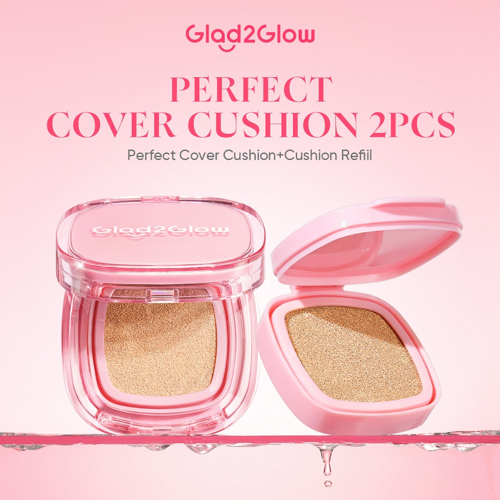 Glad2Glow Perfect Cover Cushion Oil-Control matte  Foundation Waterproof Sweatproof Finish Poreless Cushion Refill BB CC Cream Makeup refill g2glow official store
