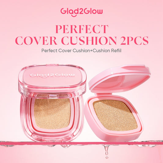 Glad2Glow Perfect Cover Cushion Oil-Control matte  Foundation Waterproof Sweatproof Finish Poreless Cushion Refill BB CC Cream Makeup refill g2glow official store