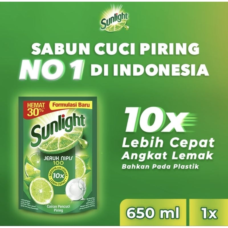 Sunlight Sabun Cuci Piring Jeruk Nipis Refill 650 ml