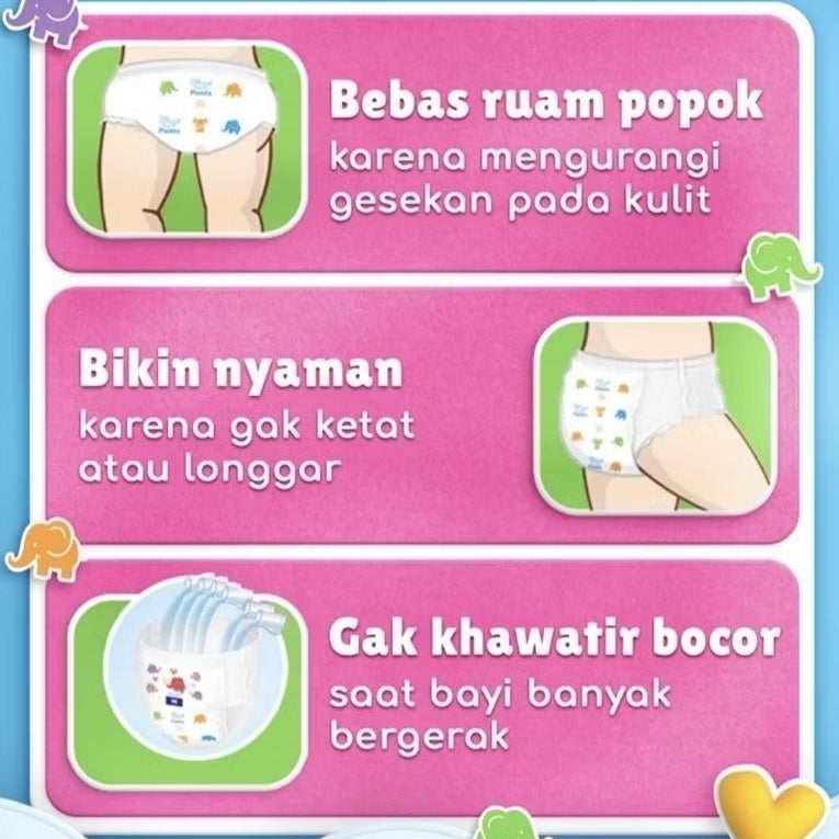 Baby Happy Body Fit Pants Popok Celana Bayi XL 26 pcs