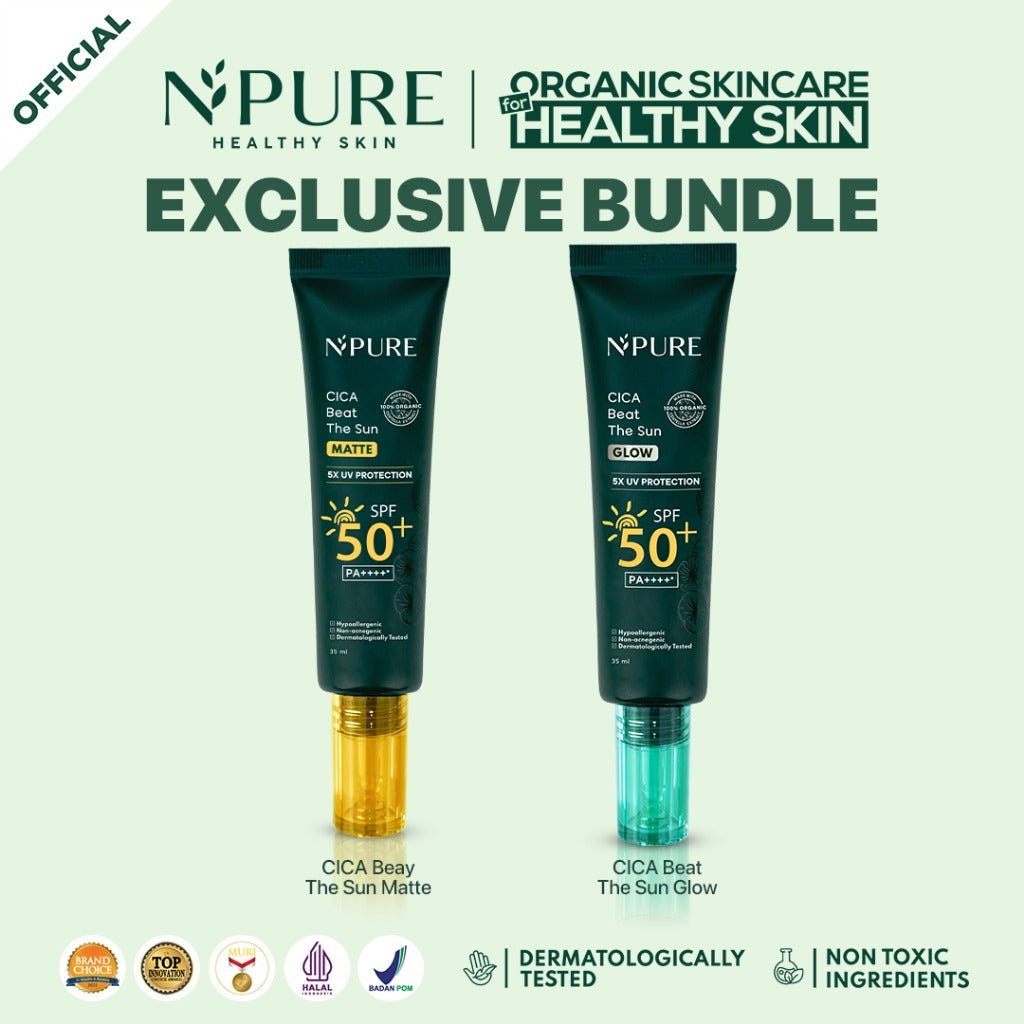 BELI 1 GRATIS 1 - LEBIH MURAH - NPURE Cica Beat The Sun Glow + Matte SPF 50+ PA++++/ SUNSCREEN JERAWAT / SUNSCREEN HYPOALLERGENIC Acid Extract Beruntusan Hydrating - Exclusive Creator