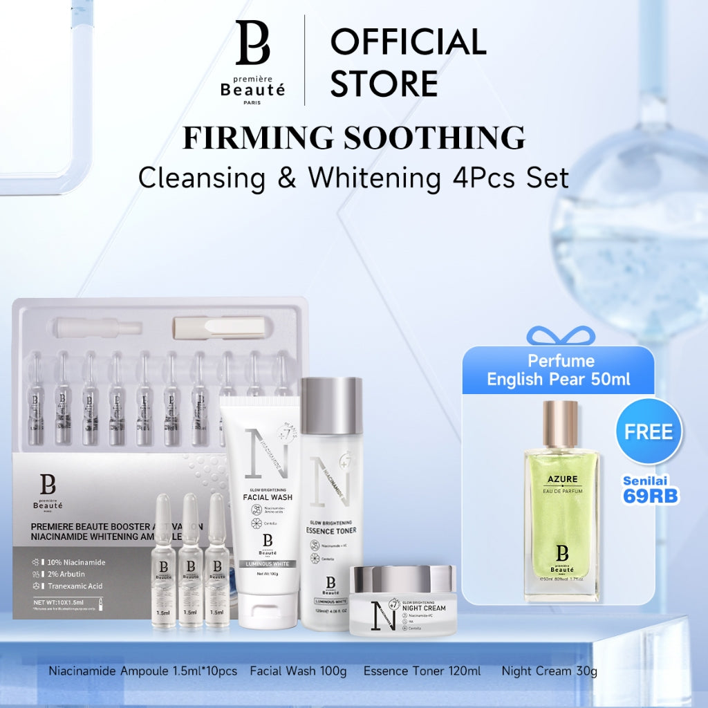 PREMIERE BEAUTE [Ready Stock] Brightening Moisturizing Niacinamide Whitening Firming Cleansing & Moisturizing 4Pcs Set Facial Wash/Toner/Cream/Ampoule