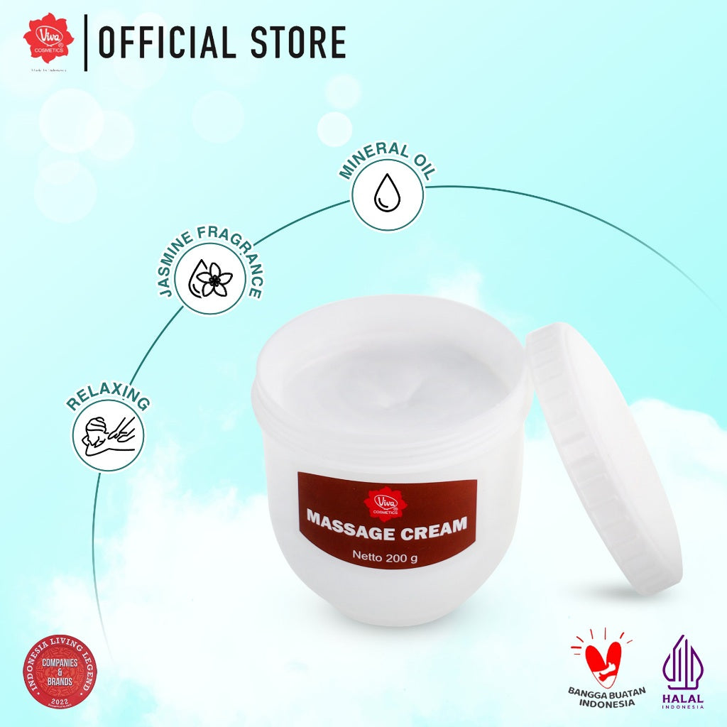 Viva Massage Cream (tersedia dalam 3 varian: 30 gr, 200 gr dan 550 gr)
