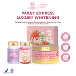 Noera Paket Express Luxury Whitening | Collagen Drink + Glow Me Skin + Glutha Booster + Whitening Booster Night Vitamin Lotion | Improved Formula