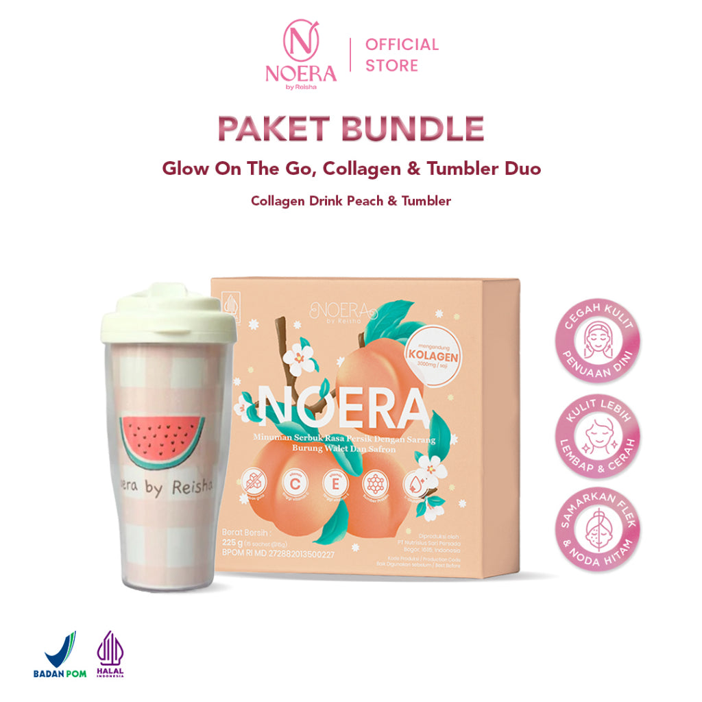 Noera Paket Collagen Drink Improved Formula + Tumbler Random | Minuman Kolagen Pencerah Kulit With L-Glutathione | Collagen Beauty Drink Untuk Kulit Cerah dan Glowing