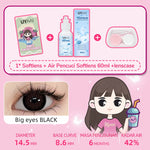 [Beli 1 Gratis 2 Hadiah] UYAAI Softlens Normal 14.00-15.00mm 1Pasang Softlens+120ML Air Pencuci Softlens+Lenscase