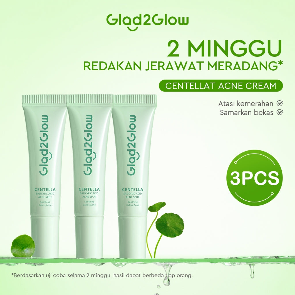 Glad2Glow Salicylic Acid Overnight Acne Spot Cream Treatment with Centella | Obat Jerawat Salep Jerawat Acne Gel Anti Acne Cream penghilang bekas jerawat g2glow acne patch jerawat obat totol jerawat G2G official store