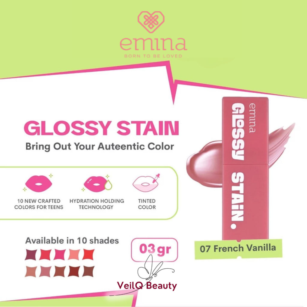 Emina Glossy Stain Lip Tint Bibir Glossy Finish Melembabkan