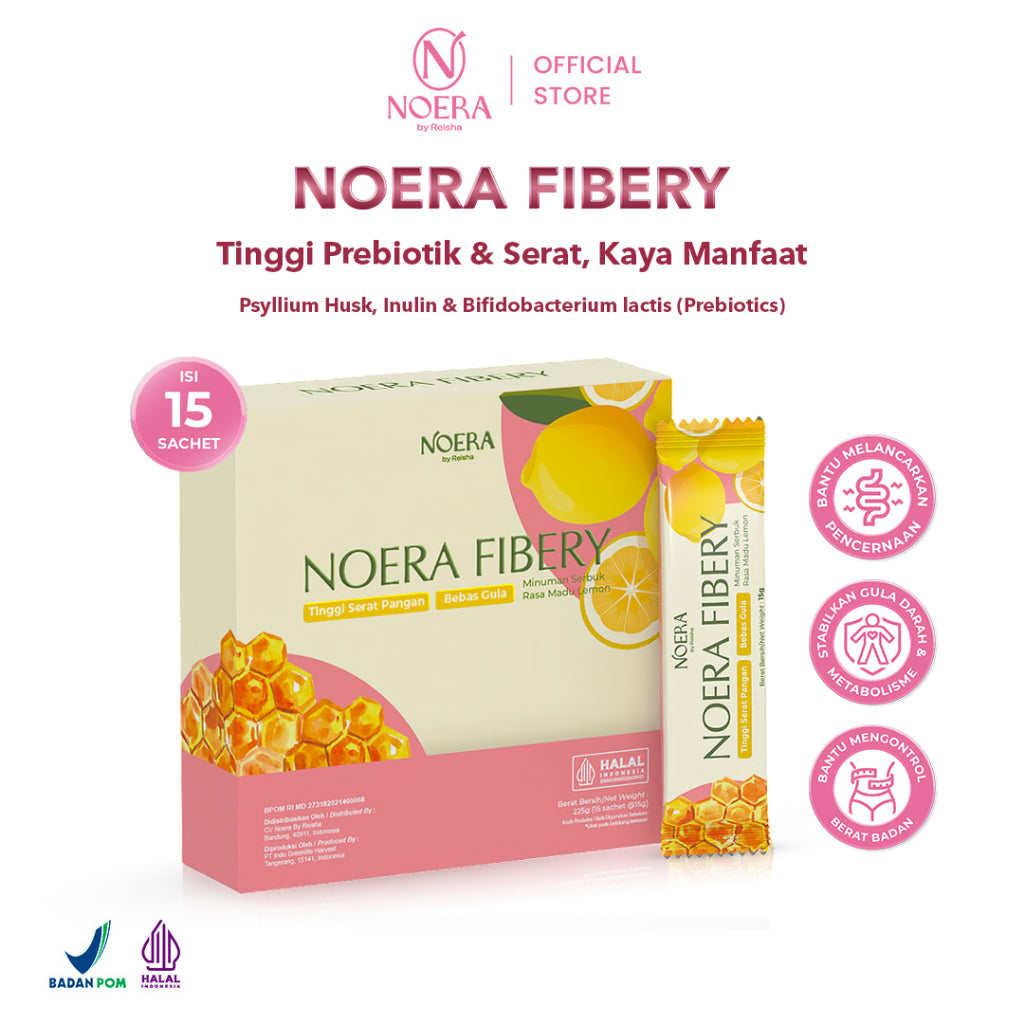 Noera Fibery Honey & Lemon isi 15 Pcs | Fiber & Probiotics Drink | Minuman Serat Rasa Buah
