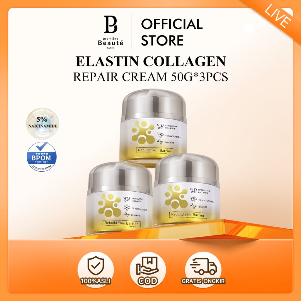 [Ready Stock] PREMIERE BEAUTE ELASTIN COLLAGEN Repair Cream Pudding 50G*3Pcs set DERMA CARE ANTI-AGING Whitening Remove melanin Tightening Moisturizing [BPOM]