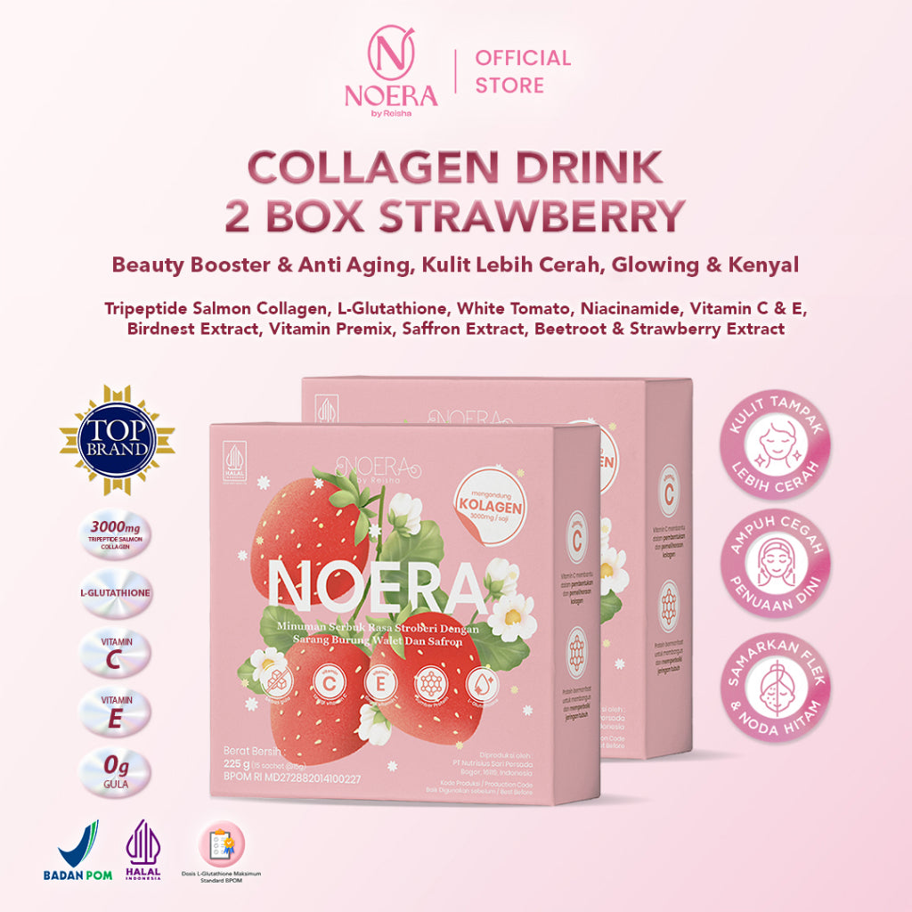 Noera Paket 2 Box Collagen Drink Bundle Improved Formula | Minuman Kolagen | Minuman Pencerah Kulit with L-Glutathione