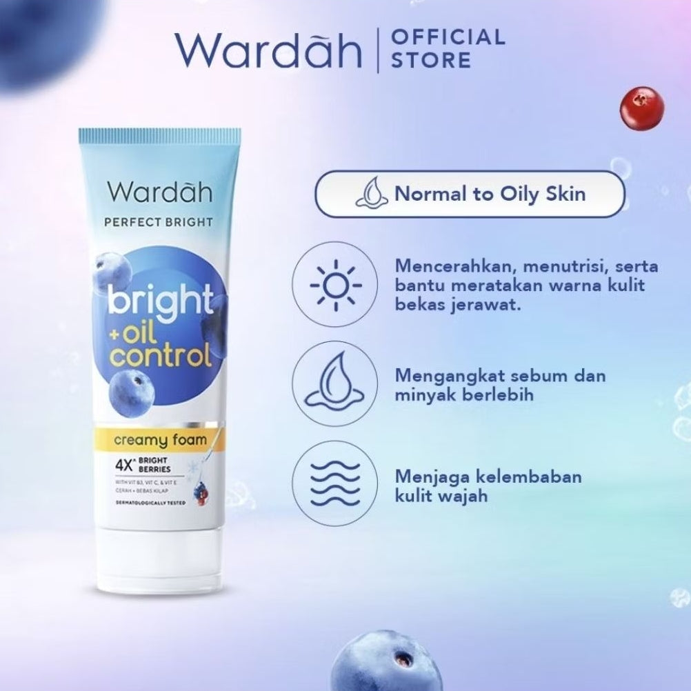 Wardah Perfect Bright Oil Control Pembersih Wajah Creamy Foam Berries 100 ml