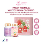 Noera Paket Premium Whitening & Glowing | Collagen Drink, Glow Me Skin, Glutha Booster | Improved Formula