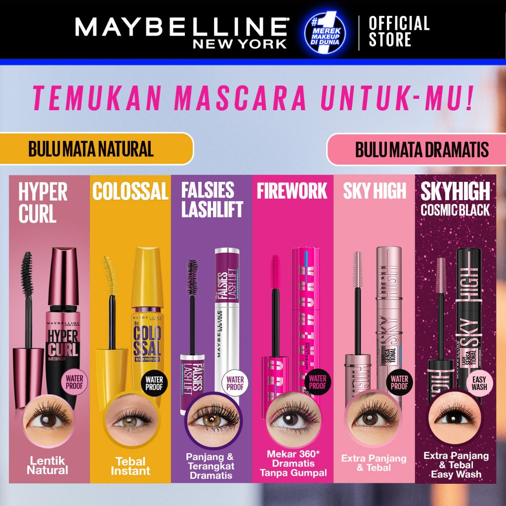 MAYBELLINE OFFICIAL Volume Express Hypercurl Waterproof Mascara 9.2 ml Maskara Eye Make up Bulu Mata Panjang Tebal Tahan 24 Jam Volumizing Extending Smudgeproof