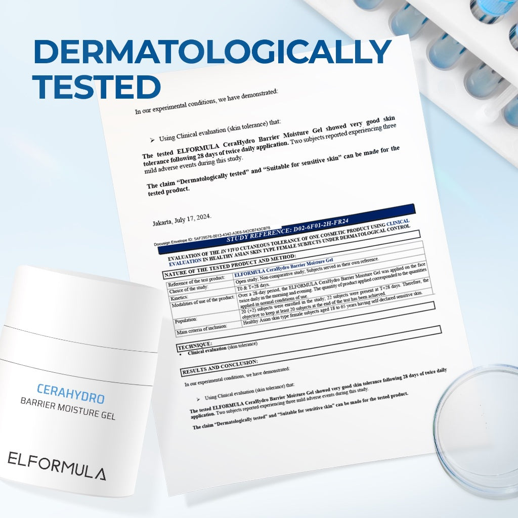 ELFORMULA Intensive CeraHydro Barrier Repair Moisture Gel - Moisturizer Calming Pelembab Wajah Pagi Malam Kulit Cerah Skin Barrier Hyaluronic Acid with CeraHydro + Plant Extract & Ceramide Skincare Oil Control Kulit Kering Iritasi