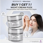 Benings Skincare Official Krim Malam Exclusive Flex New Formula Menghilangkan Flek Hitam Mencerahkan