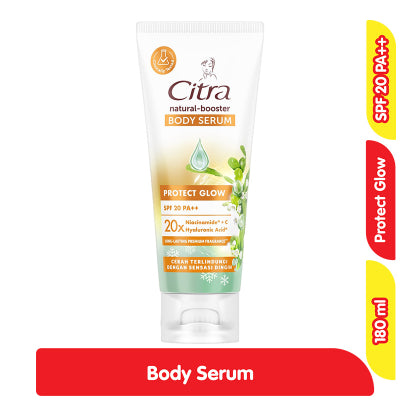 Citra Body Serum Protect Glow SPF 20 PA++ 180 ml / Citra Natural Booster Serum Pelembap Tubuh Complete Glow Tube 180 ml