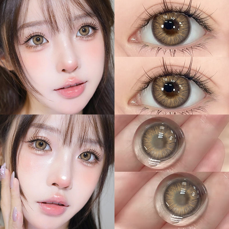 softlens minus: (0~-6.00) lensa kontak coklat muda super natural Yearly Use 14.2mm contact lenses