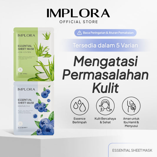 Implora Essential Sheet Mask | Hydrating Essence | Mencerahkan Mengencangkan Wajah