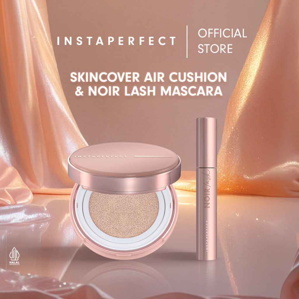 Bundle Instaperfect Skincover Air Cushion + Noir Lash Mascara (Mascara Bulu Mata Smudgeproof)- Bundle Make Up Tahan Lama Badai on Point