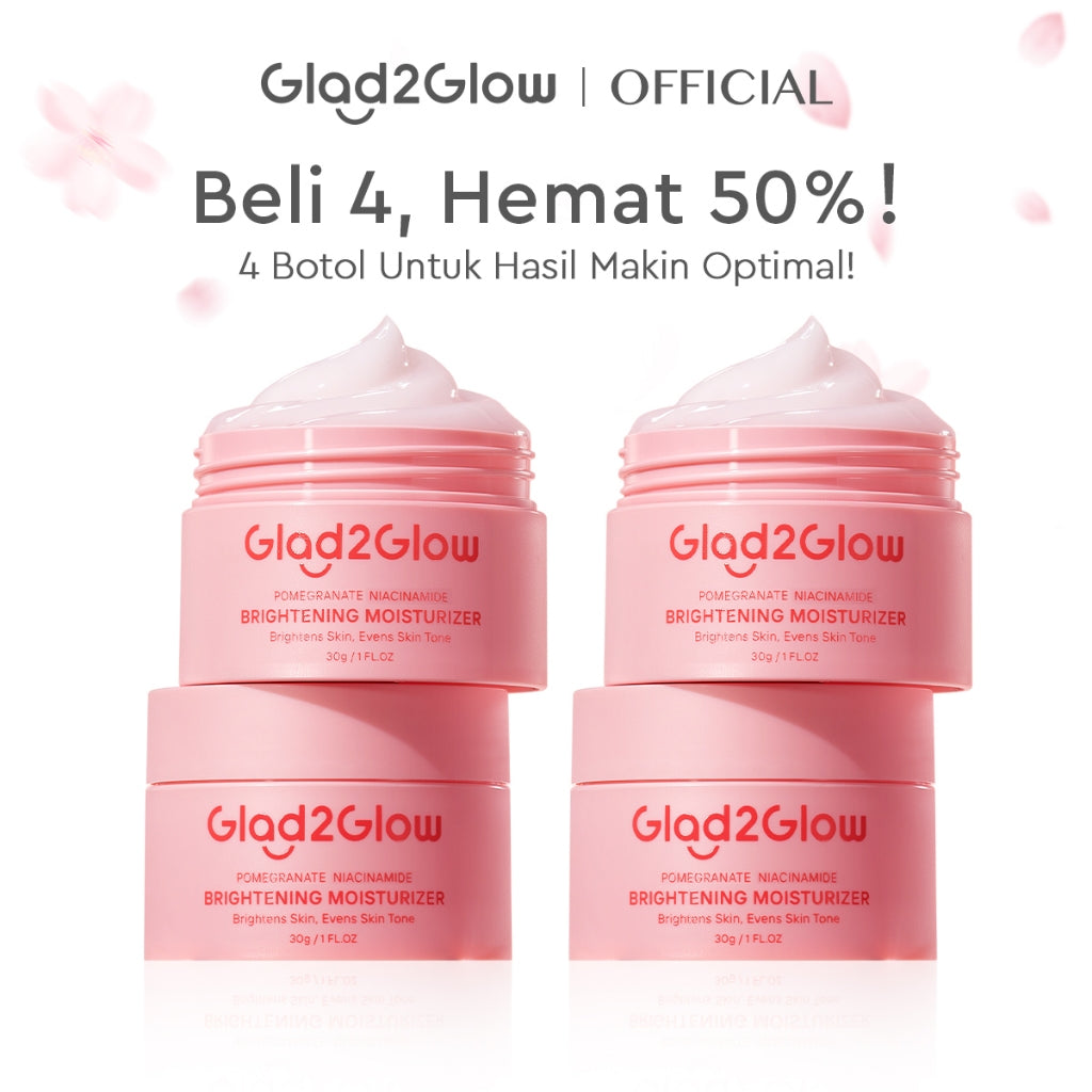 [Hemat 4PCS]Glad2Glow Moisturizer Series Mencerahkan Pencerah Wajah Anti Jerawat Penuaan Hilangkan Flek Tenangkan Kulit Niacinamide 377 Retinol Centella Skincare Pelembab Esensi Perawatan Kulit Pelembab Pembersih day cream tone up g2glow official store