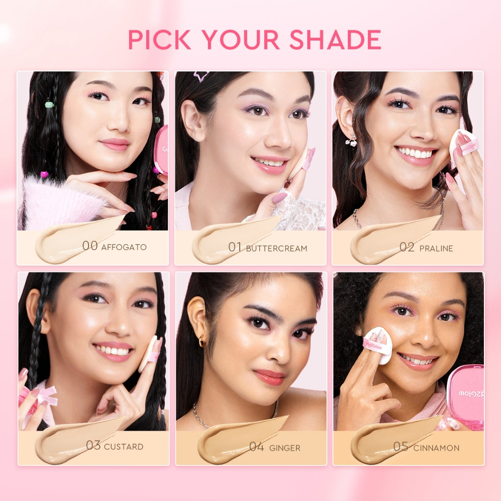 Glad2Glow Perfect Cover Cushion Oil-Control matte  Foundation Waterproof Sweatproof Finish Poreless Cushion Refill BB CC Cream Makeup refill g2glow official store