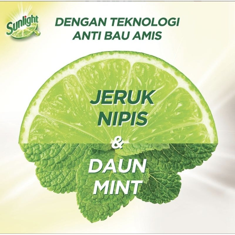 Sunlight Anti Bau Sabun Cuci Piring Lime & Mint Refill 600 ml